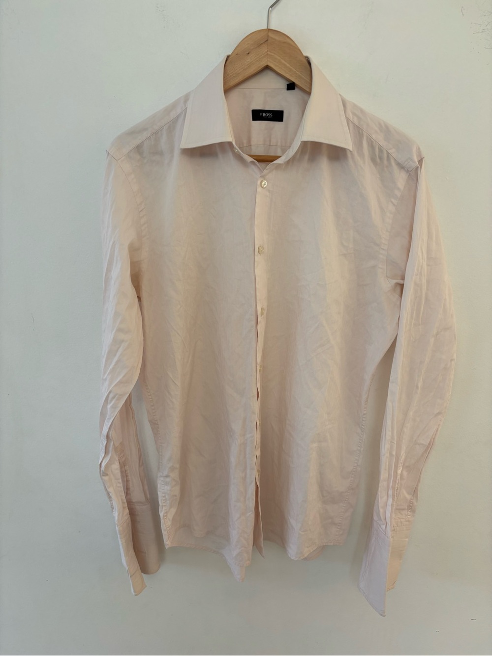 Hugo Boss - Pale Pink Mens Dress Shirt - Sz. 41/16 Shirt (Large), French Cuffs